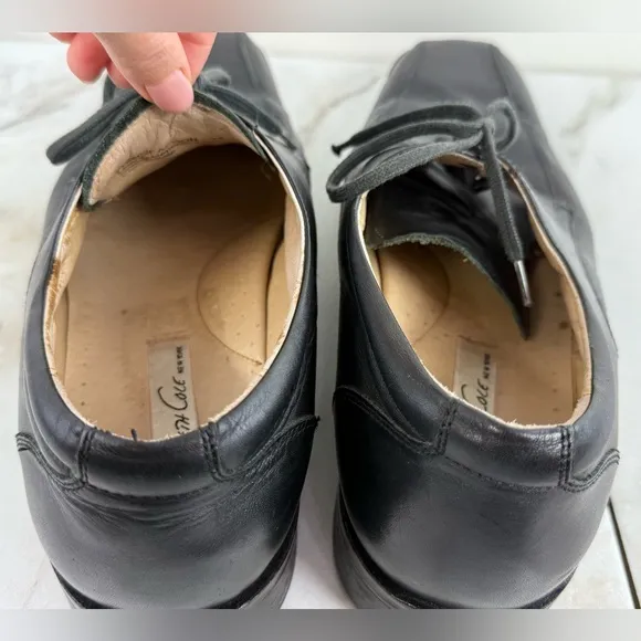 Kenneth Cole Men's Plan of Action Black Genuine Leather Lace Up Dress Shoes, 14