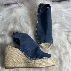 Kenneth Cole New York Olivia Navy Suede Espadrille Wedges Sz 10
