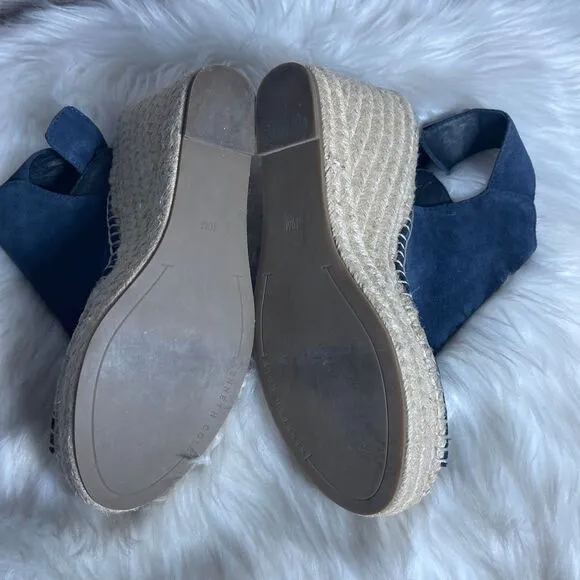 Kenneth Cole New York Olivia Navy Suede Espadrille Wedges Sz 10