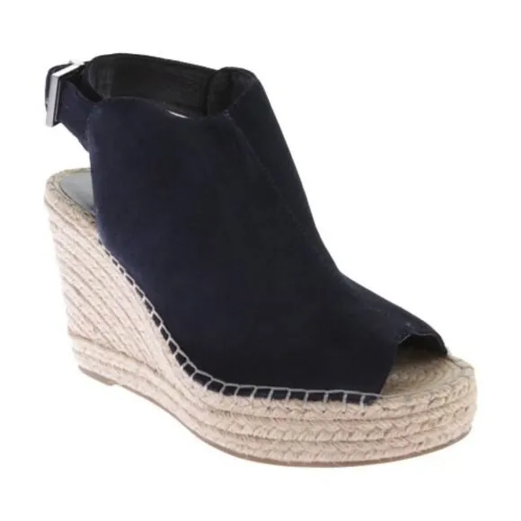 Kenneth Cole New York Olivia Navy Suede Espadrille Wedges Sz 10