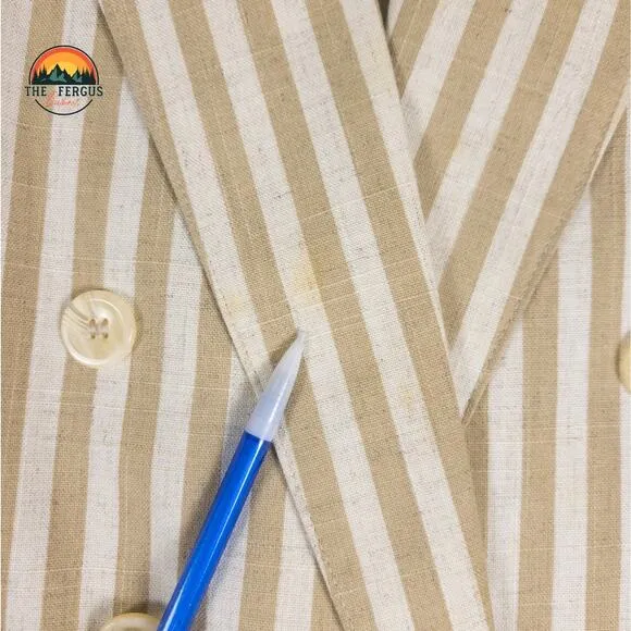 Kentucky Derby Blazer Linen Blend Wide Lapel Preppy Stripes Tan White Size 18