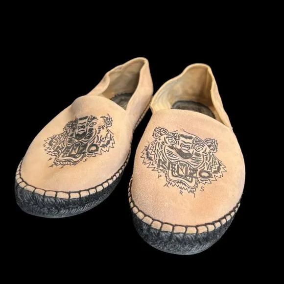 Kenzo Women's Tiger-Embroidered Espadrille Flats | Size 8.5