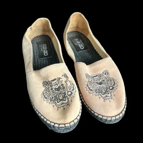 Kenzo Women's Tiger-Embroidered Espadrille Flats | Size 8.5
