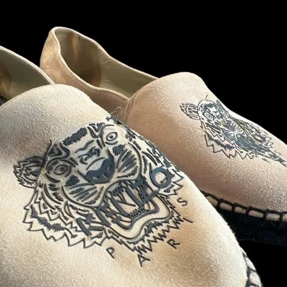 Kenzo Women's Tiger-Embroidered Espadrille Flats | Size 8.5