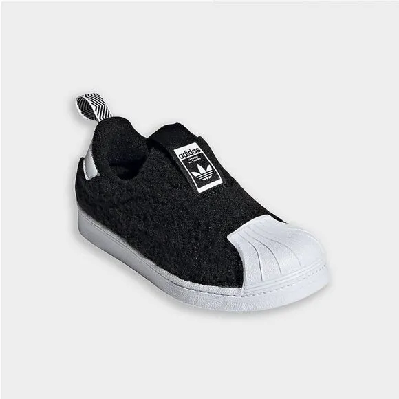 KID'S Adidas Originals Superstar 360 C Black Teddy Bear Fur Q46315