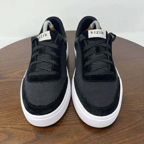 Kizik Prague Shoes Men's Size 9 Black Canvas Suede Lace Up Walking Sneaker W10.5