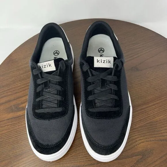 Kizik Prague Shoes Men's Size 9 Black Canvas Suede Lace Up Walking Sneaker W10.5