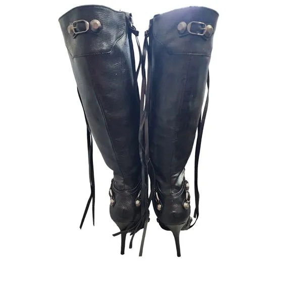 Kluolandi Black Tassel Heeled Boots