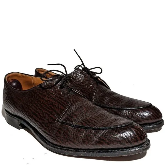 KNAPP BROS Vintage genuine sharkskin dress shoes split toe Burgundy Sz 10.5D