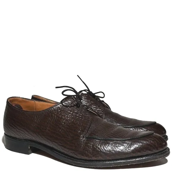 KNAPP BROS Vintage genuine sharkskin dress shoes split toe Burgundy Sz 10.5D