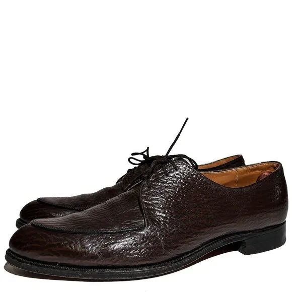 KNAPP BROS Vintage genuine sharkskin dress shoes split toe Burgundy Sz 10.5D