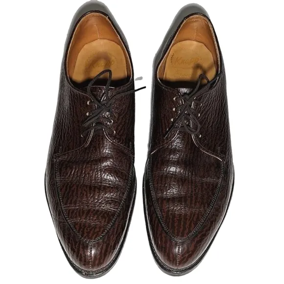 KNAPP BROS Vintage genuine sharkskin dress shoes split toe Burgundy Sz 10.5D