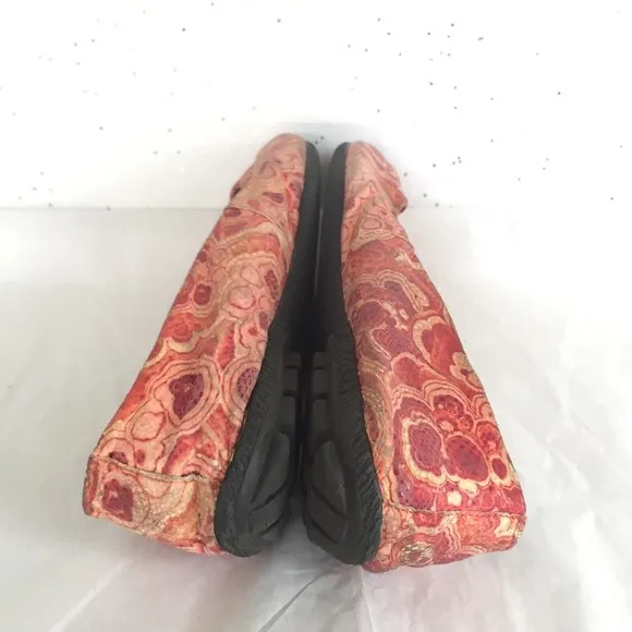 Kokua Red Pink Floral Textured Ballet Flats - Size 39 Handmade Barcelona