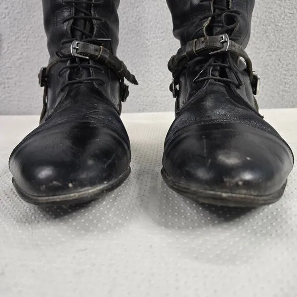 Konigs Black Leather Equestrian Riding Boots Womens US 7 German 4 1/2 With Spur