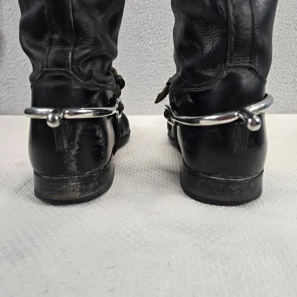 Konigs Black Leather Equestrian Riding Boots Womens US 7 German 4 1/2 With Spur