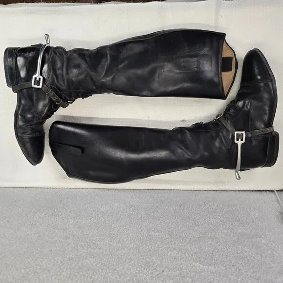 Konigs Black Leather Equestrian Riding Boots Womens US 7 German 4 1/2 With Spur