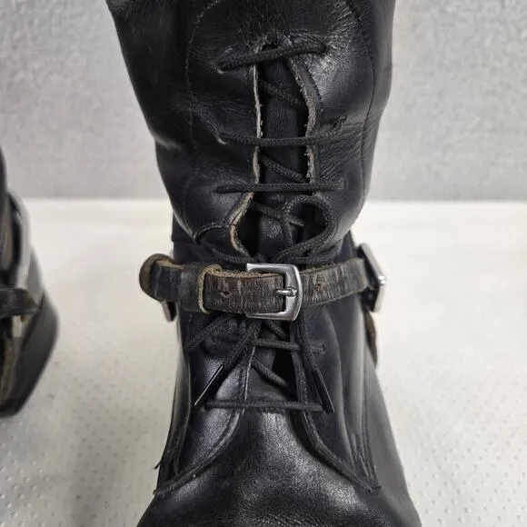 Konigs Black Leather Equestrian Riding Boots Womens US 7 German 4 1/2 With Spur