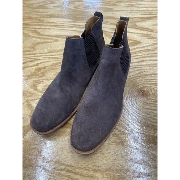 Kork-Ease Chelsea Ankle Boots Women's 8.5M Brown Suede Flat Almond Toe Bootie S5