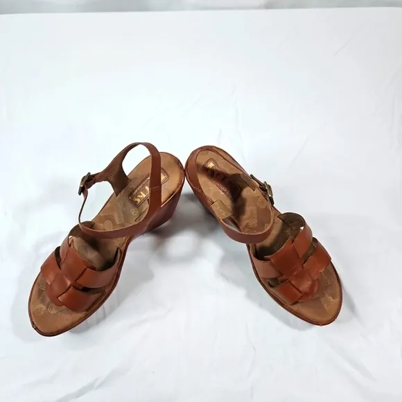 Korks by Kork Ease Brown Leather Platform Sandals Size 10