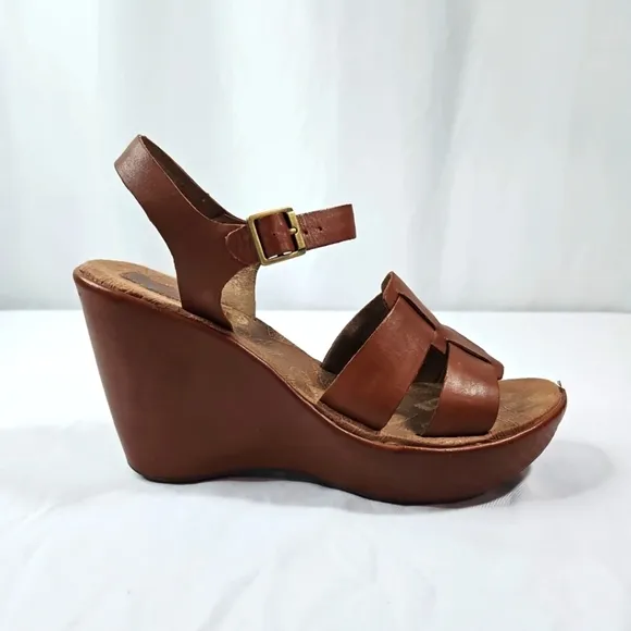 Korks by Kork Ease Brown Leather Platform Sandals Size 10