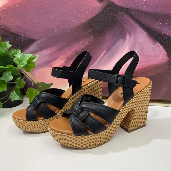 Korks by Kork-Ease Dee Sandals Strappy Wedge Heel Platforms in Black  9