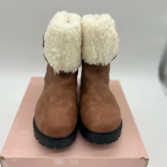 Krazy Kicks Camelia Lace Up Zip Side Girls Brown Boots Size 4 New In Box