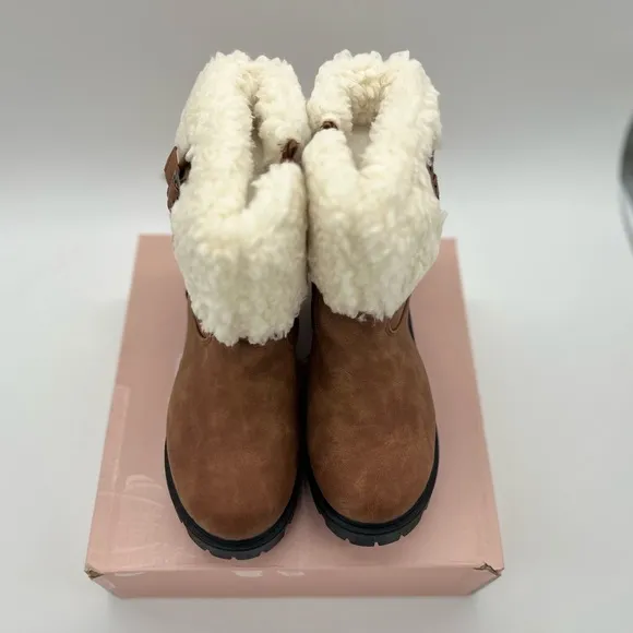 Krazy Kicks Camelia Lace Up Zip Side Girls Brown Boots Size 4 New In Box