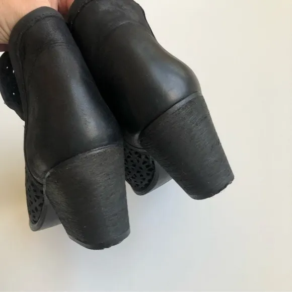 KRBONELL Genuine Leather Marcella Perforated Cut Out Heeled Ankle Boots