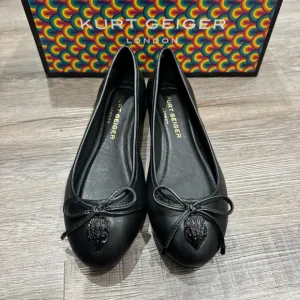 Kurt Geiger Eagle Black Leather Ballerina Flats