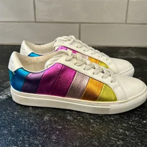 KURT GEIGER LONDON  Metallic Lane Stripe Low-Top Sneakers Size US 7.5/38EU