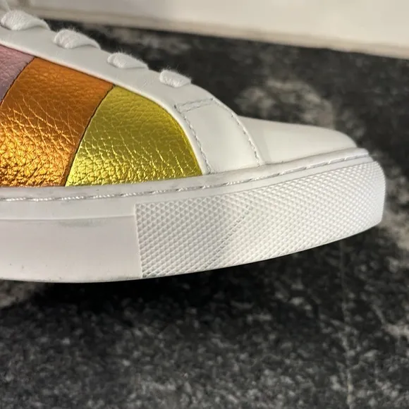 KURT GEIGER LONDON  Metallic Lane Stripe Low-Top Sneakers Size US 7.5/38EU