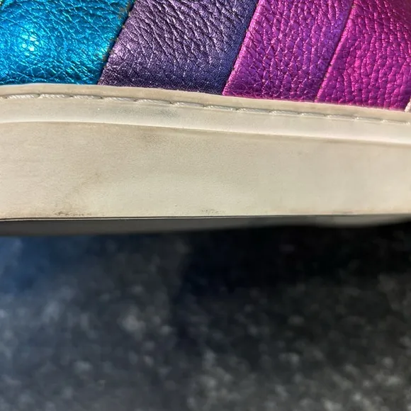 KURT GEIGER LONDON  Metallic Lane Stripe Low-Top Sneakers Size US 7.5/38EU
