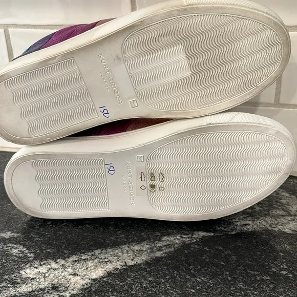 KURT GEIGER LONDON  Metallic Lane Stripe Low-Top Sneakers Size US 7.5/38EU