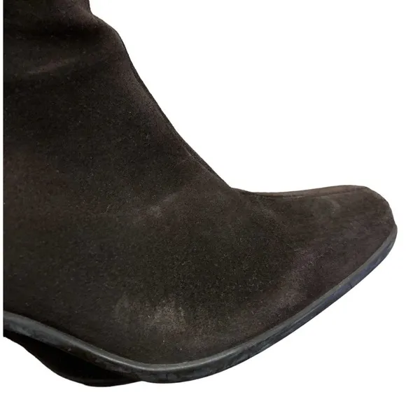 La Canadienne Women's Suede Tall Heeled Waterproof Zip-Up Boots Brown Size US 6M