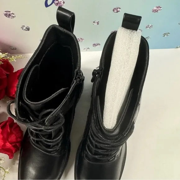 LACE UP HEELED COMBAT GRANNY BOOTS