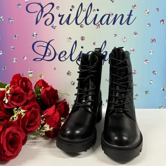 LACE UP HEELED COMBAT GRANNY BOOTS