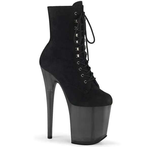 Lace Up Suede High Heel Platform Ankle Boots