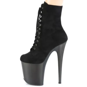 Lace Up Suede High Heel Platform Ankle Boots