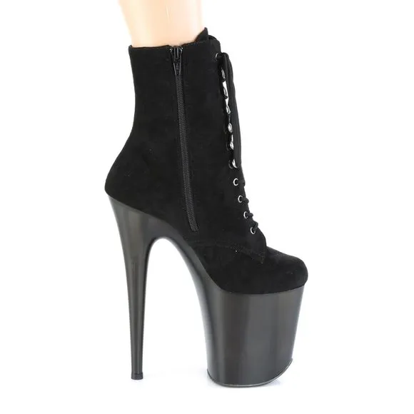 Lace Up Suede High Heel Platform Ankle Boots