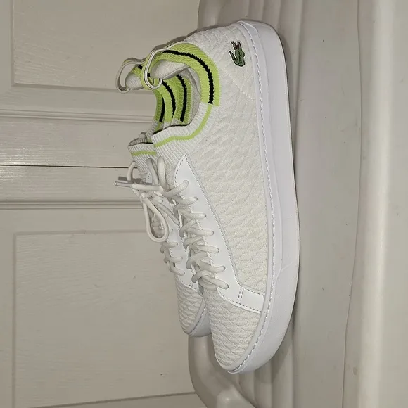 Lacoste &quot;La Piquee&quot; lace-up tennis shoes sneakers - 12 - white/lime green
