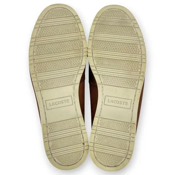 Lacoste Men's Corbon 2 Leather Loafer Boat Shoes Brown Size 10.5