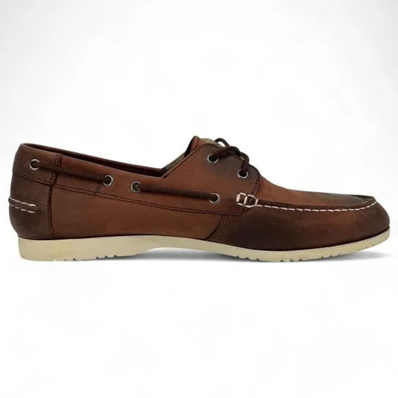 Lacoste Men's Corbon 2 Leather Loafer Boat Shoes Brown Size 10.5