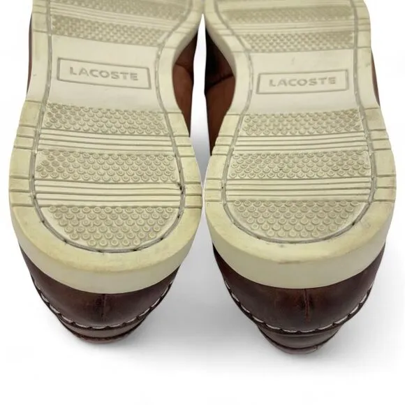 Lacoste Men's Corbon 2 Leather Loafer Boat Shoes Brown Size 10.5