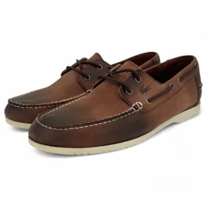 Lacoste Men's Corbon 2 Leather Loafer Boat Shoes Brown Size 10.5