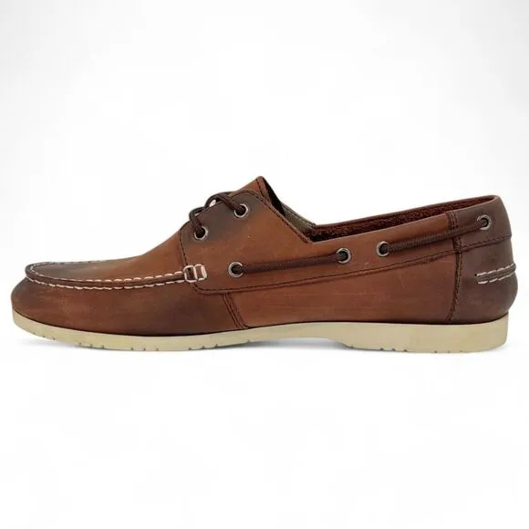 Lacoste Men's Corbon 2 Leather Loafer Boat Shoes Brown Size 10.5