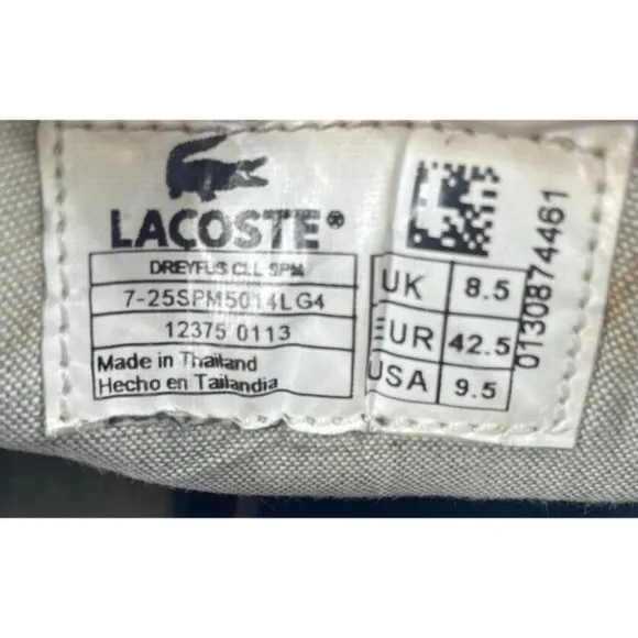 Lacoste Men's Dreyfus CLL SPM Gray Leather Boat Sneakers Size 9.5M