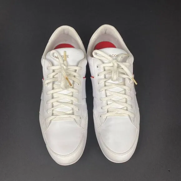 Lacoste Nivolor‎ 0721  1 P CMA Mens White Leather Lifestyle Sneakers Shoes Sz 12