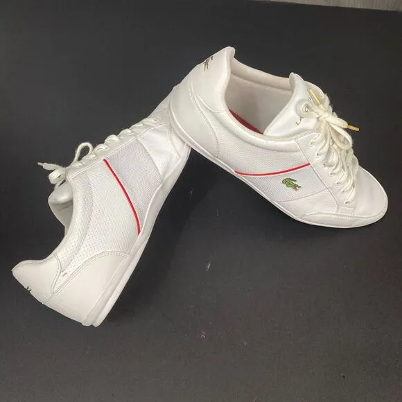 Lacoste Nivolor‎ 0721  1 P CMA Mens White Leather Lifestyle Sneakers Shoes Sz 12