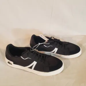 Lacoste Ortholite Men's Size 10.5 Black Canvas Suede Casual Shoes New with Tags