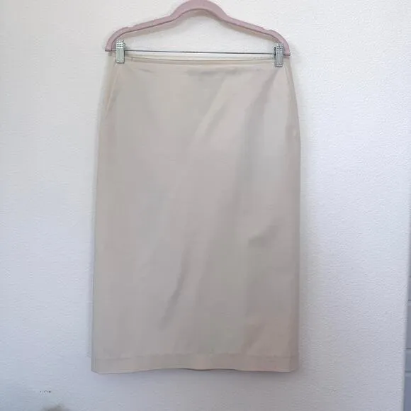 LAFAYETTE 148 NY Pencil Skirt Neutral Tan Cotton Blend Size 10 Workwear Classic